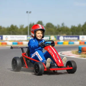24V Electric Go Kart for Kids, 8.1 MPH Drift Kart with Dual Motors, Nylon Tires